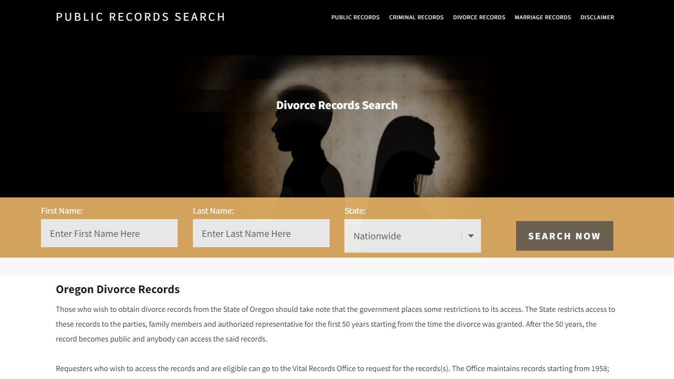 Oregon Divorce Records Enter Name and Search | 14 Days Free